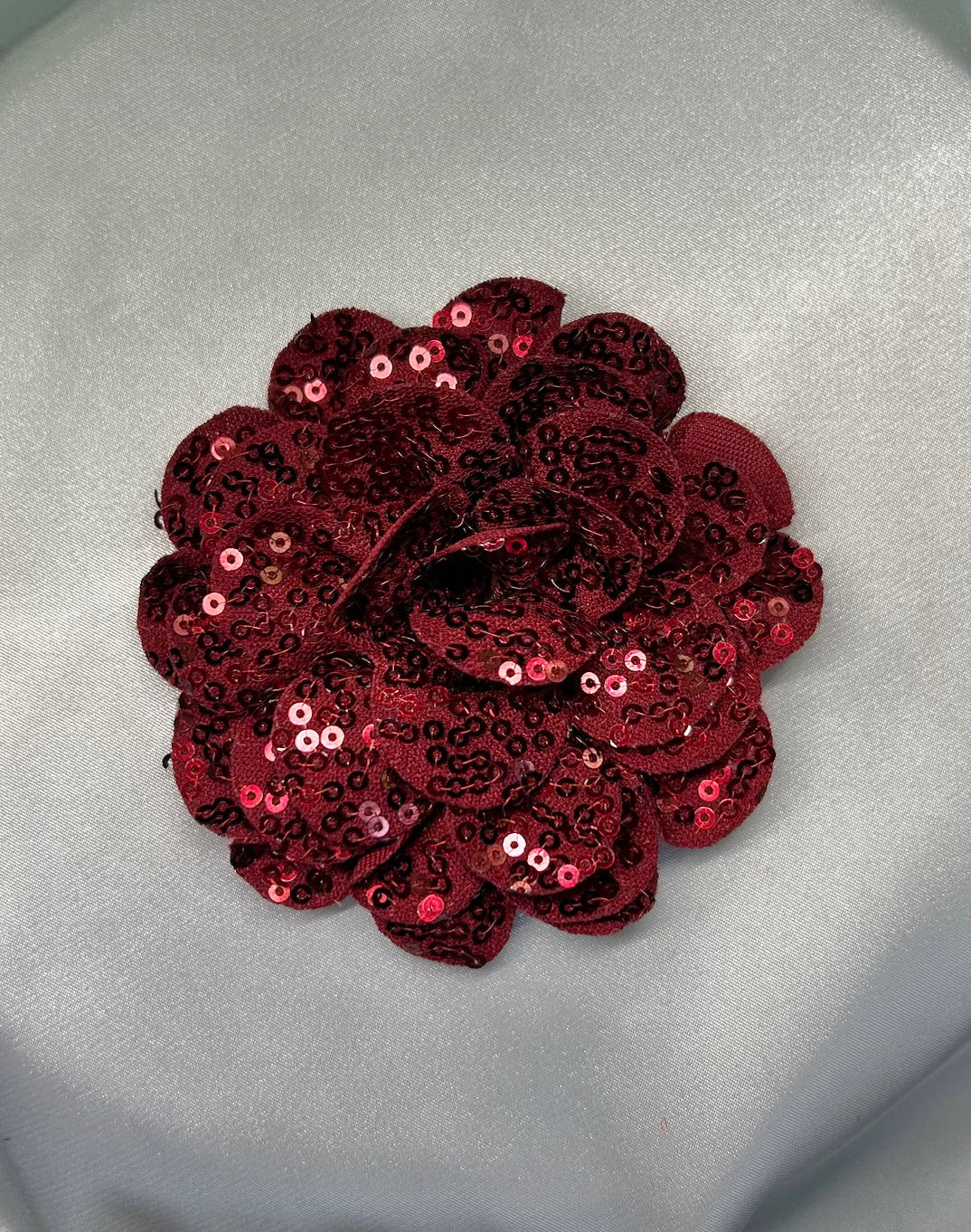 Dark Red Sequin Flower