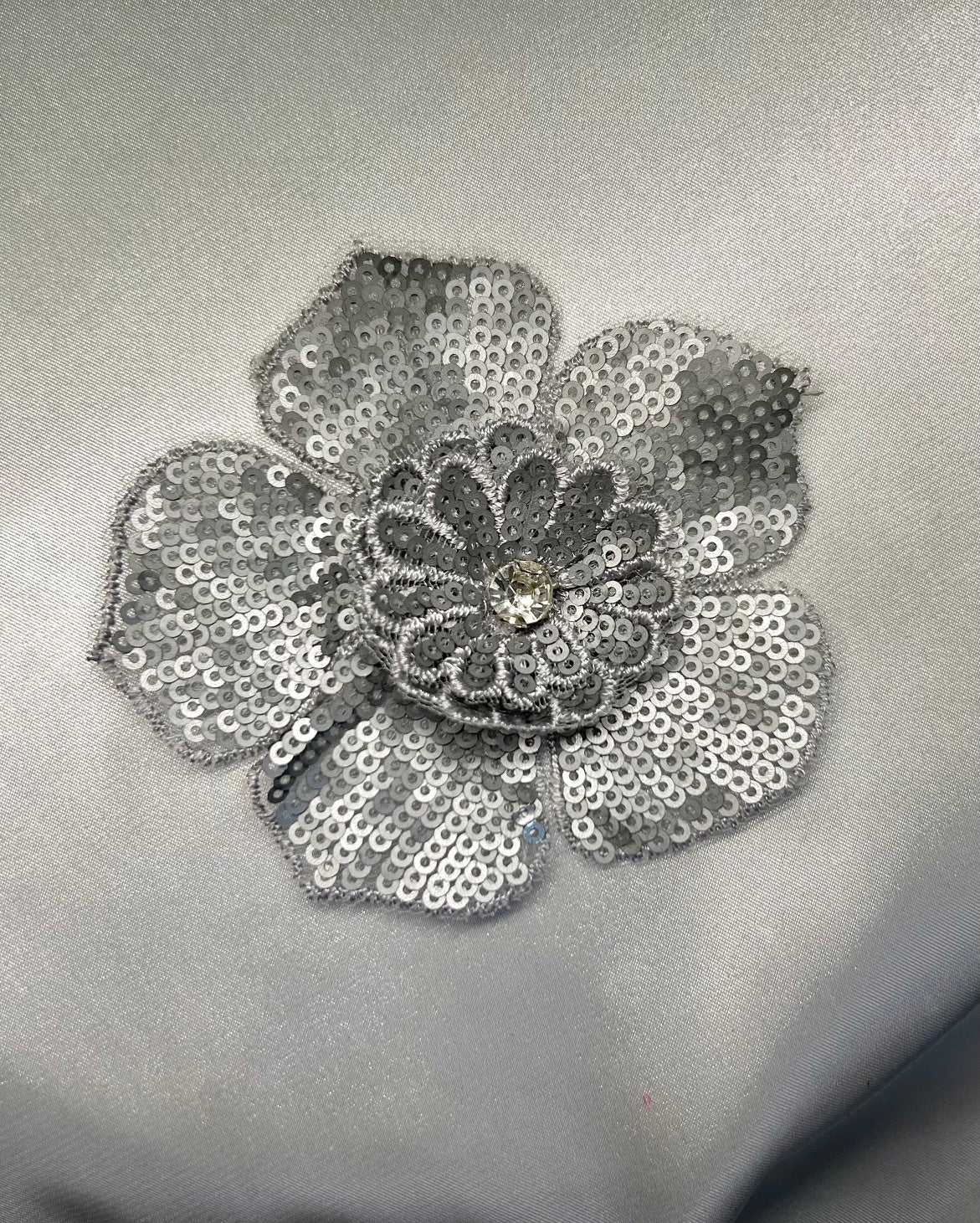 Solid Silver Sequin Flower