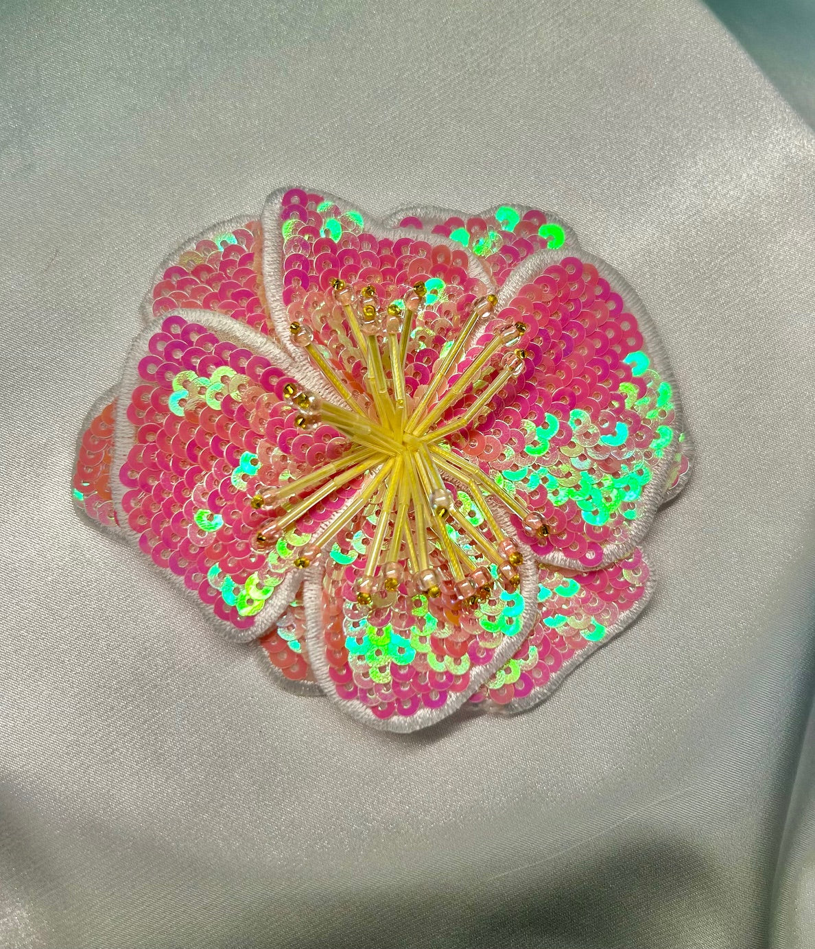 Pink 3D sequin Flower