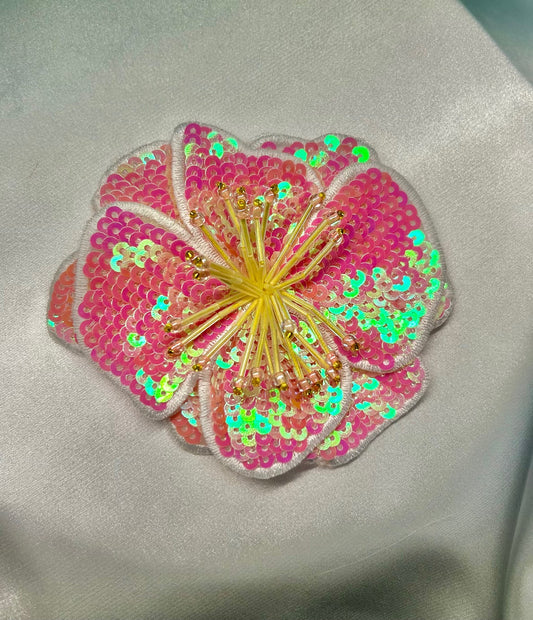 Pink 3D sequin Flower