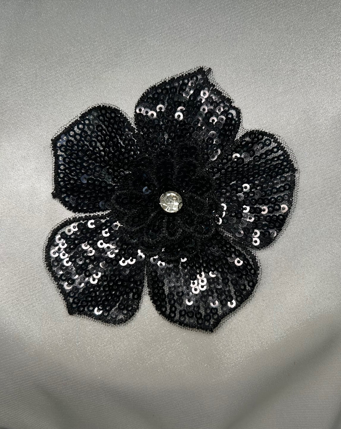 Solid Black Sequin Flower