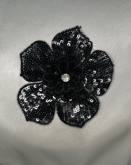 Solid Black Sequin Flower