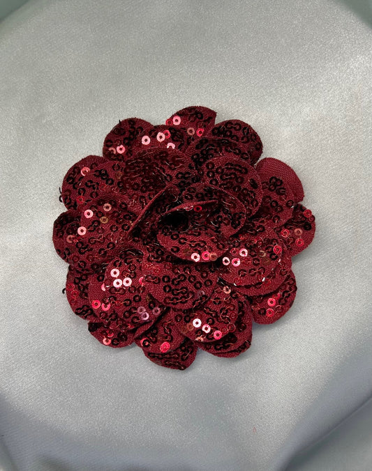Dark Red Sequin Flower